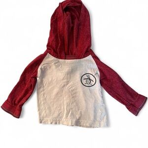 Original Penguin Baby Hoodie in Red and White 12 months